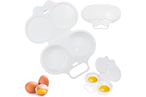 DHHYWWD Microwave Egg Poacher, Reusable Poached Egg Maker with Lid microwave Egg Cooker, Double Cups Egg Poachers for Breakfast (white)