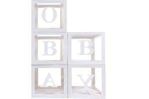 DIMETEY Ballonbox Transparent mit 2 sets 26 Buchstaben A-Z, Ballon Box Hochzeit Geburtstag,Baby Boxen Deko, Geschenkbox Baby Party Dekoration,Babyshowerparty Deko (Clear 5 ballonbox with 52 letter)