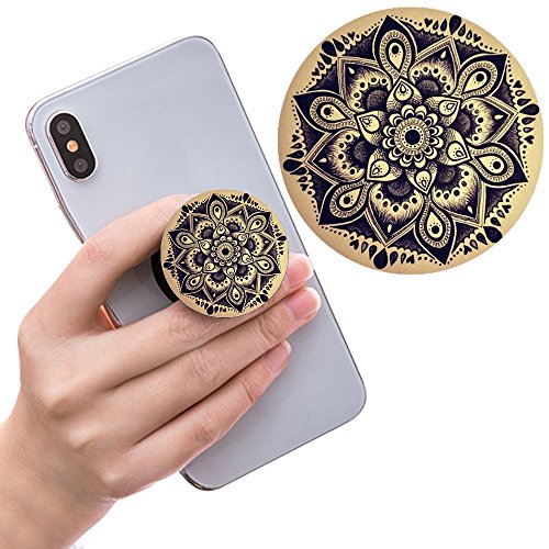 Preisvergleich Produktbild Anondi Ausziehbarer Sockel für Handy - Schwarz Gold Mandala Blumen