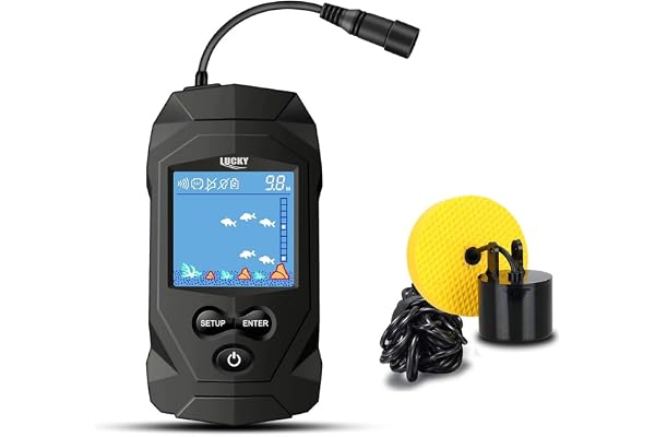 LUCKY Capteur Détecteurs de Poissons et Profondeur Portable Sondeur de Peche Fil Profondeur Sondeur Poisson Affichage LCD pour Canne Bateau Kayak