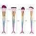 NEEDOON 10Pcs Mermaid Makeup Brushes Premium Makeup Brush Set Synthetic Kabuki Cosmetics Foundation Blending Blush Eyeliner Face Powder Brush Makeup Brush Kit