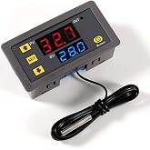 Greluma 1 Piece DC 12V 20A Digital Temperature Controller, Heating Cooling Thermostat Switch Sensor Meter with Waterproof NTC