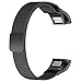 Produktbild eFithy Fitbit Charge 2 Herzfrequenz Ersatz Edelstahl Milanaise Handgelenk Band Strap Armband--Schwarz
