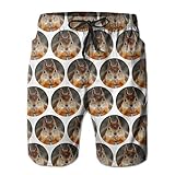 Bensontop Short de Bain à séchage Rapide pour Hommes Short Beachwear-Funny Vector Dogs Pizza XL