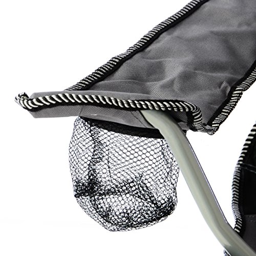 Nexos Campingstuhl Faltstuhl grau schwarz mit Armlehne Getränkehalter Angelstuhl bis 150 kg Tragetasche Polyester Stahlrohr Accessoires-Netz stabil wasserabweisend 90x47x47 cm – Bild 4