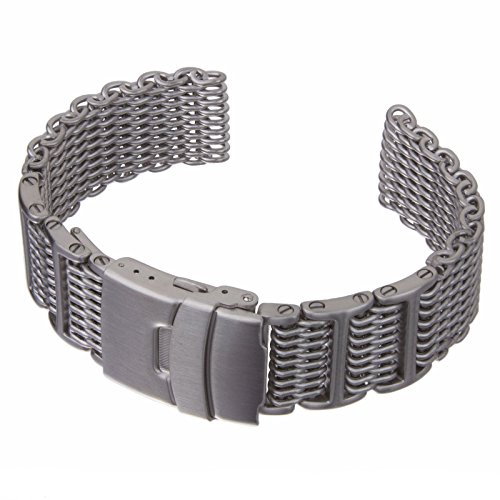 Hai Maschen Dive/Taucher H-Link Uhrenarmband von Geckota aus Edelstahl im Satin Finish, 20mm Hai Maschen Dive/Taucher H-Link Uhrenarmband von Geckota aus Edelstahl im Satin Finish, 20mm