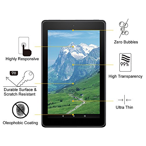 Fintie Fire 7 2017 Folie Panzerglas – [9H Härtegrad] HD klar [stark kratzfest] Hartglas Panzerglas Displayschutzfolie Glasfolie Tempered Glass Screen Protector für Amazon Fire 7 (7. Generation – 2017) - 8