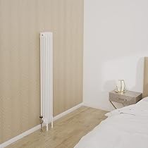 Radiatore Verticale Ovale Con Specchio 1800x380 Mm - Acciaio Carbonio, Nero, Con Valvole - Foto 2