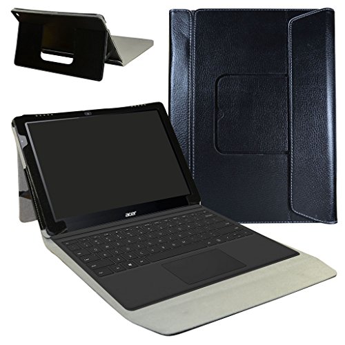 Acer Switch Alpha 12 Hülle,Mama Mouth 2-in-1 Abnehmbare PU-lederne Case hülle mit Standfunktion für 12" Acer Aspire Switch Alpha 12 Windows 10 Tablet,Schwarz