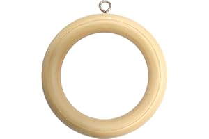 Merriway BH05961 (10 Pcs) Wooden Curtain Drapery Pole Rod Rings with Screw Eye, Inner Diameter 45 mm (1.3/4 Inch) Outer Diameter 70 mm (2.3/4 Inch), Light Brown - Pack of 10 Pieces