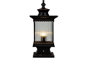 Mengjay Waterproof Patio Light Rustproof Aluminium Alloy Lantern Pillar Outdoor E27 Retro Column Light gate Post porches courtyards Villa Garden