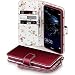 Produktbild P10 Lite Cover, Terrapin Handy Leder Brieftasche Case Hülle mit Standfunktion Kartenfächer für Huawei P10 Lite Hülle Rot mit Blumen Interior