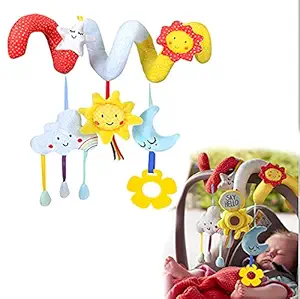 Snowie Soft  Stroller Toy, Bed Hanging Toys, Baby Car Seat Toy with Mirror Boys and Girls Activity Spiral Baby Pram Toy, Suitable from 0 to 12 Months,Multicolor (Stars)