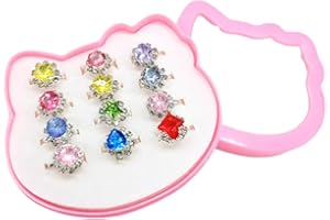 NOXYZA Anelli Per Bambini, Regolabili Anello Di Barretta, 12 Pezzi Ragazza Per Bambini Anelli, Rings Set Regalo, Articoli per Feste di Compleanno per Ragazze