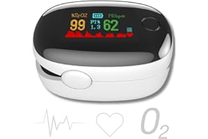 DM TECH Oximetro dedo profesional, Pulsioximetro con pantalla LED, mide el oxígeno en sangre (saturación) y las pulsaciones por minuto. Oximetro profesional, gran precisión. Fácil de usar, resultados rápidos