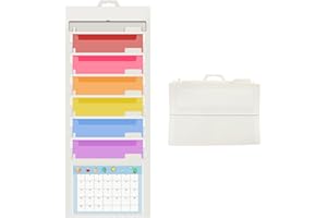 Yuunaie Organizador de archivos de pared colgante, carpeta de archivos con 6 bolsillos colgantes, almacenamiento de archivos con etiquetas y gancho, carpeta de pared en cascada portátil y plegable