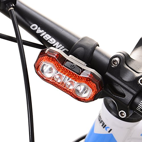 ZITFRI LED Rücklicht Fahrrad Rückleuchte LED Fahrradlicht Warnleuchte Frontleuchte Für Helm, Fahrrad, usw., USB Aufladbare Fahrradbeleuchtung Mit 5 Lichtmodi und Verstellbarem Gummihalter Super Hell 120 Lumen (Rot) - 7