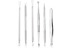 BABY MOLOVE 6 piezas Comedone Extractores de espinillas,Kit de herramientas Agujas de acné,Blackhead Remover Kit Herramientas,Kit Profesional para Limpiador de Acne,Poros,Granos