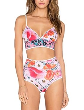 PRIDE S Bikini di costume da bagno di stampa bianca di alta vita del costume da bagno di modo ( Colore : Multicolore...