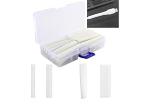 EMODWEY 20 Pcs Tubo Termorretráctil para Cables Blanco, Coeficiente de Termorretracción 3:1, Tamaños 6/8/10/12 mm, para Reparación y Protección de Cables de Teléfonos y Auriculares
