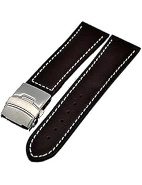 Uhrenarmband Glattleder Faltschließe 20mm braun + weisser Naht 3999