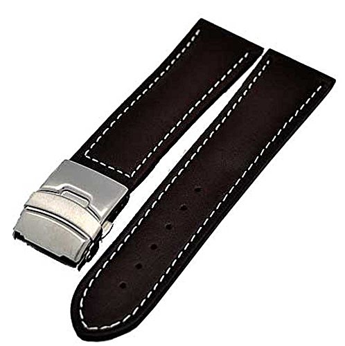 Uhrenarmband Glattleder Faltschließe 20mm braun + weisser Naht 3999 Uhrenarmband Glattleder Faltschließe 20mm braun + weisser Naht 3999