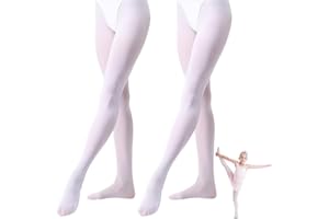 VIMMVID 2 Stück Ballettkleidung Mädchen 5-9 Jahre Alt, Weiße Strumpfhose Damen Tanzstrumpfhose Damen Ist, Ballettstrumpfhose Mädchen, Balette Kleidung Mädchen Für Höhen Von 90-135 Zentimetern