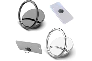 PFLYPF 2 uchwyty na telefon komórkowy, obrotowe uchwyty o 360 stopni, uniwersalne uchwyty na pierścienie na telefon komórkowy, silna adsorpcja, odpowiednie dla wszystkich telefonów (czarny, srebrny)