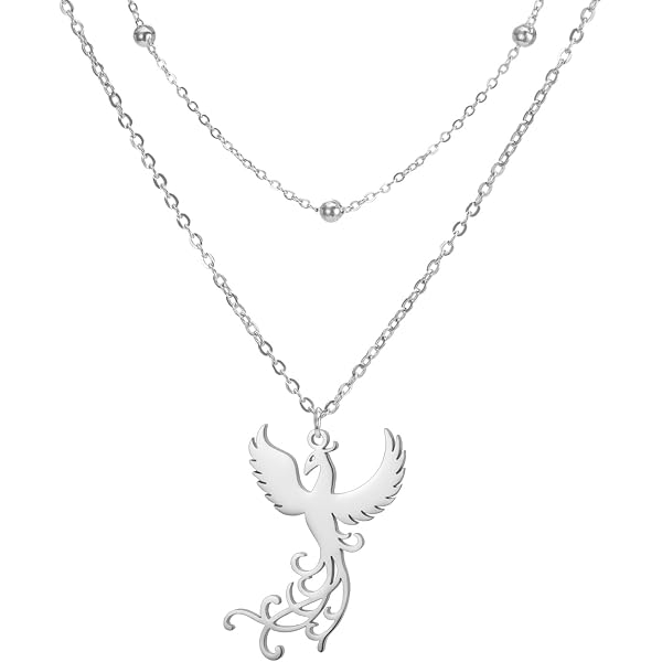 Collana in argento sterling con fenice: ciondolo tricolore