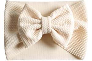 BABYONTOP AKKO - Bandeau ANNA - Gros Noeud - Automne Hiver Printemps - Bandeau bébé fille accessoire cheveux Bandeau Cheveux Accessoires Bébé Fille Enfant Turban (S (3/12M), Ivoire)