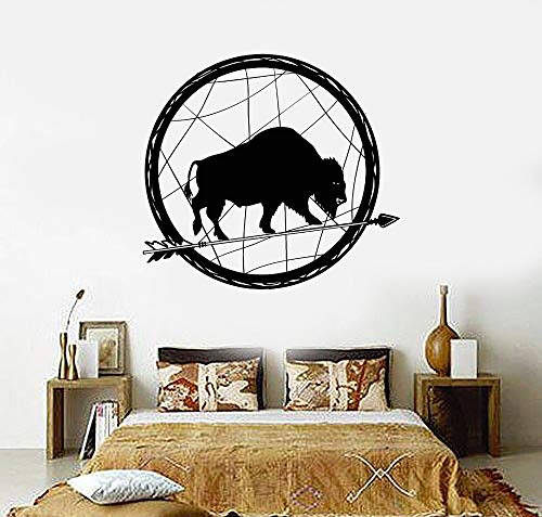 Preisvergleich Produktbild Elegante Klassische Wandtattoos Buffalo Arrow Maskottchen Ethnische Dekoration Tier Aufkleber Vinyl Kunst Wandbilder Wohnzimmer Schlafzimmer Y 56x63 cm