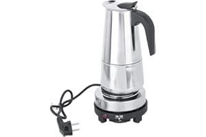 Oumij1 Cafetière électrique 450 ml - Cafetière en acier inoxydable - Cafetière italienne - pour la maison, le bureau, le café, prise EU 220-240V