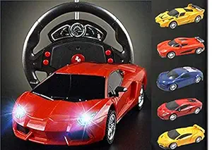 KRIMION Toy Rechargeable CARMulticolor, Design Sports Racing car with Steering Wheel Remote Control, (Multi Color and Model ,Design) As per Stock-Pack of 1 (Rechargeable CAR Steering Remote)