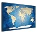 Produktbild LANA KK - Weltkarte Leinwandbild mit Korkrückwand zum pinnen der Reiseziele – „World Map Blue Ocean” - deutsch - Kunstdruck-Pinnwand Globus in blau, einteilig & fertig gerahmt in 60x40cm