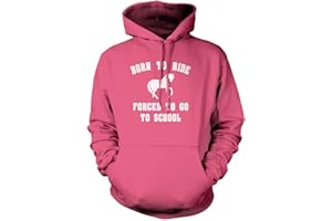 HotScamp Unisex Kids/Teens Horse Lovers Purple Hoodie - Born to Ride, Forced to Go to School