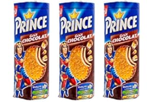 LU - Biscotti Prince Chocolate - 3 confezioni - 300g per confezione - Biscotti al gusto di gocce di cioccolato - Con pepite di cioccolato - Ricco di cereali - Ripieno di crema al cacao a sandwich