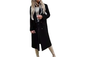 L9WEI Veste Femme Mode Trench Manteau long en laine avec double boutonnage Manteau Lapel Manteau Élégant Veste en coton Femmes Manteau d'hiver chaud Vestes d'hiver