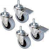 Emuca - Set di 4 rotelle pivotanti per mobile Ø50mm con filettatura M8x15 e cuscinetti a sfere, ruote girevoli in gomma color