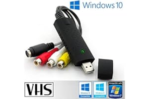 Tech Stor3 USB 2.0 Audio/Video Grabber nuova versione 2023, compatibile con Windows 10-11 - Converte in formato digitale le Videocassette - Scheda di acquisizione Video USB
