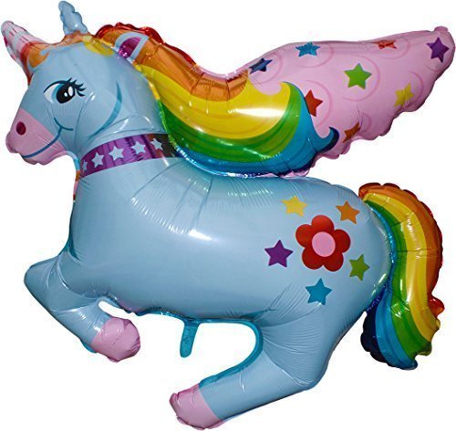 Blau Regenbogen Einhorn Supershape Folienballon (Verkauft Uninflated)