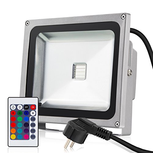 Albrillo LED 30W RGB Fluter mit 16 Farben inkl. Fernbedienung & Stecker, IP65