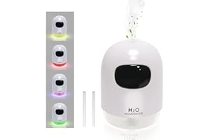 JunMu Mini humidificateur d'air de 200 ml - Jusqu'à 8 heures de fonctionnement en continu - Arrêt automatique en cas d'absence d'eau - 7 types de lumière LED.