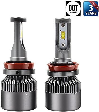 LED Automobile Headlights Bulbs with Original Philips LED Chip,All-in-one Conversion Kit,Aviation-grade Aluminum Body and Hydraulic cooling fan,130LM/W,8000LM,6000K Cool White (H11/H8/H9)