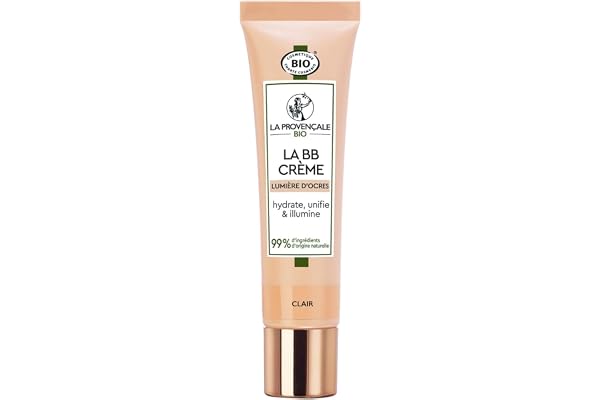 La Provençale Bio - La BB Crème Lumière d'Ocres Certifiée Bio - Crème Teintée Hydratante - Huile d'Olive Bio AOP Provence - Pour Tous Types de Peaux - Teinte : Clair - 30 ml