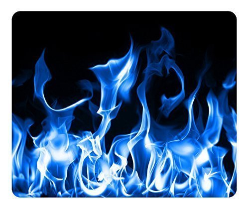 Gaming Blue Fire Mouse Pad Oblong Shaped Mouse Mat Design Natural Eco Rubber Durable Computer Desk Stationery Accessories Mouse Pads For Gift Support Wired Wireless or Bluetooth Mouse