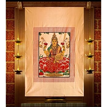 Buy Ixora Goddess Lakshmi Printed Polyester Door Curtain Temple