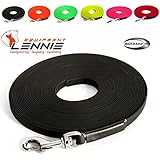 Extra leichte Schleppleine aus 16 mm Super Flex BioThane® / 1-30 Meter [8 m] / 6 Farben [Schwarz] / genäht / ohne Handschlaufe