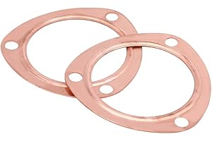 EBTOOLS Header Collector 3 Inch Exhaust-2 Stücke 3 Zoll Kupferkopf Auspuffdichtungen, 3 Zoll Auspuffdichtungen Langlebig Wiederverwendbar Für Sbc Bbc 302 350 454 383, 3-Bolzen