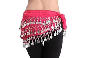 YiLang Ceinture Danse Orientale Femme Fille Foulard Danse du Ventre Belly Dance Soie Foulard à Sequin Écharpe Déguisement