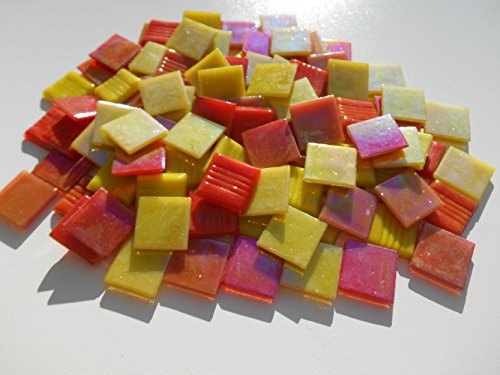 Mosaiksteine im sonnigen Mix 1000g Gelb Orange Rot irisierend lose Mosaik Steine zum Basteln